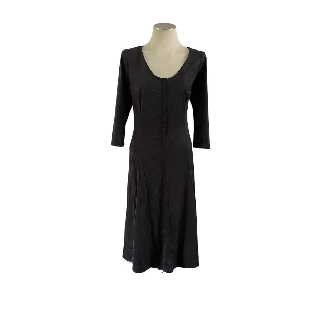 Black Faux Suede Witchy Maxi Dress Sz L Romantic WhimsyGoth Fairy Grunge Gothic